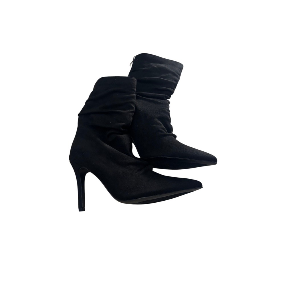Journee Collection Markie Black Suede Stiletto Booties Womens Sz 10 NWB Elegant